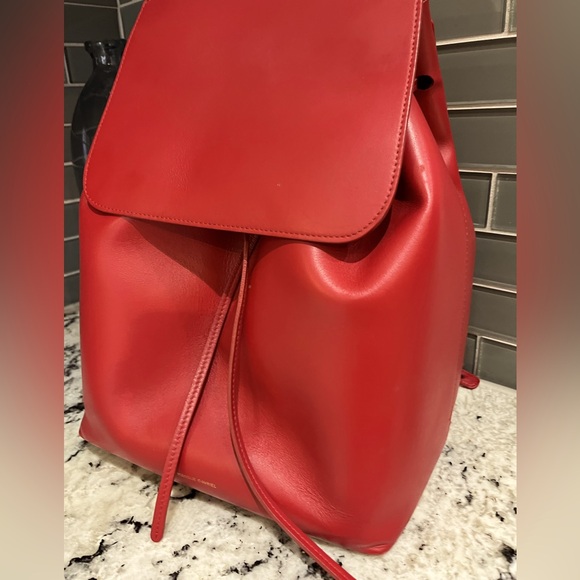 Mansur Gavriel Red Leather Backpack - Picture 3 of 13